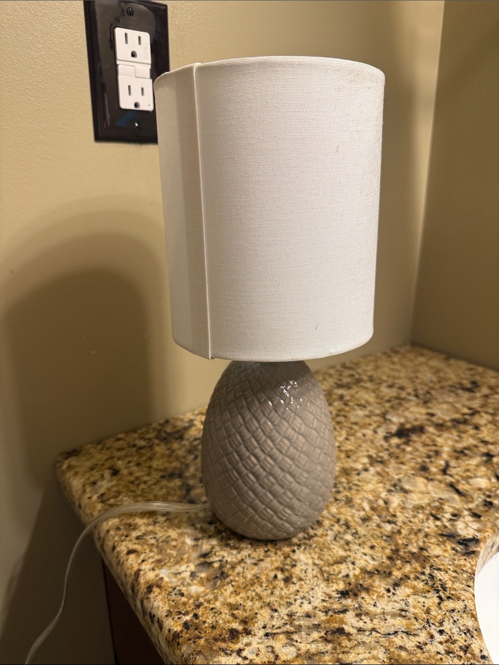 Modern Textured Ceramic Table Lamp with White Drum Shade